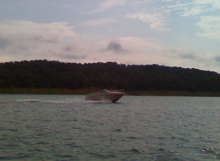 One of many a-holes making a wake as the Poker Run boats try to make their way down the course