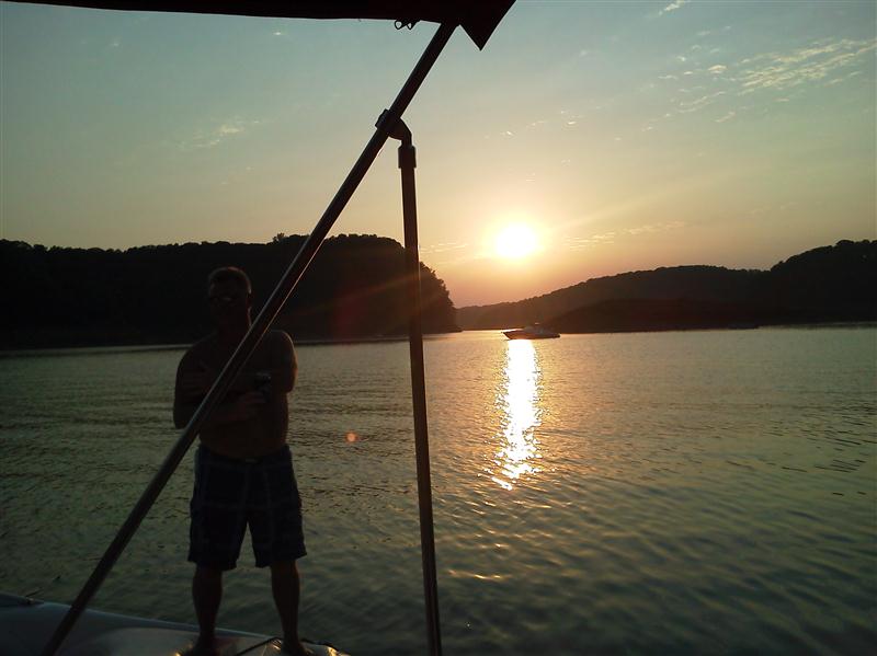 Anchored out behind the Island in Wolf Creek (Islander in the pic)