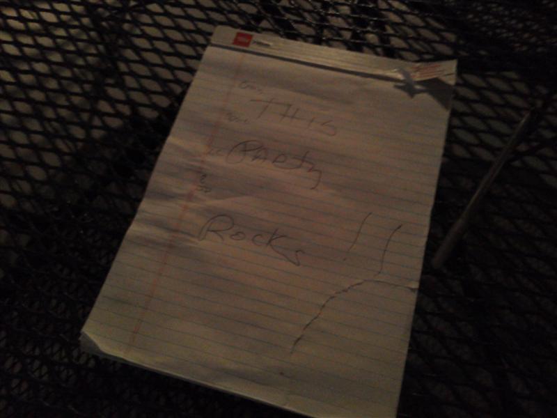Found where someone wrote this on the cornhole pad.  Someone had fun.