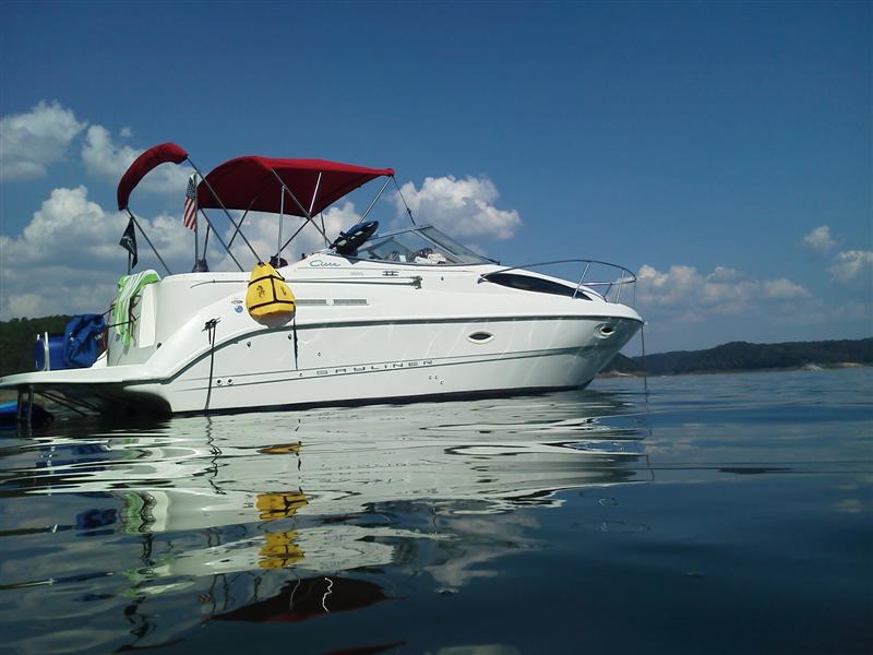 Boat anchored at Shinbone.  ...sorry it is a bit of a mess as we had been doing some swimming and there were jackets, towels, etc. everywhere.  Plus I let you all get a glimpse of the Yamaha in action.