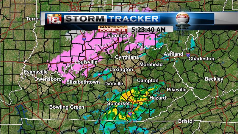 LEX 18<br />· 2 hours ago <br />We have a dramatic shift in conditions from north to south across the viewing area Friday morning. Northern counties are dealing with temperatures around freezing and a light/icy mix, here in the Bluegrass we're in the low to mid 30s with a bit of a break in the heavier precipitation. Down south- upper 30s to low 40s with lightning, thunder and torrential rain! Tom