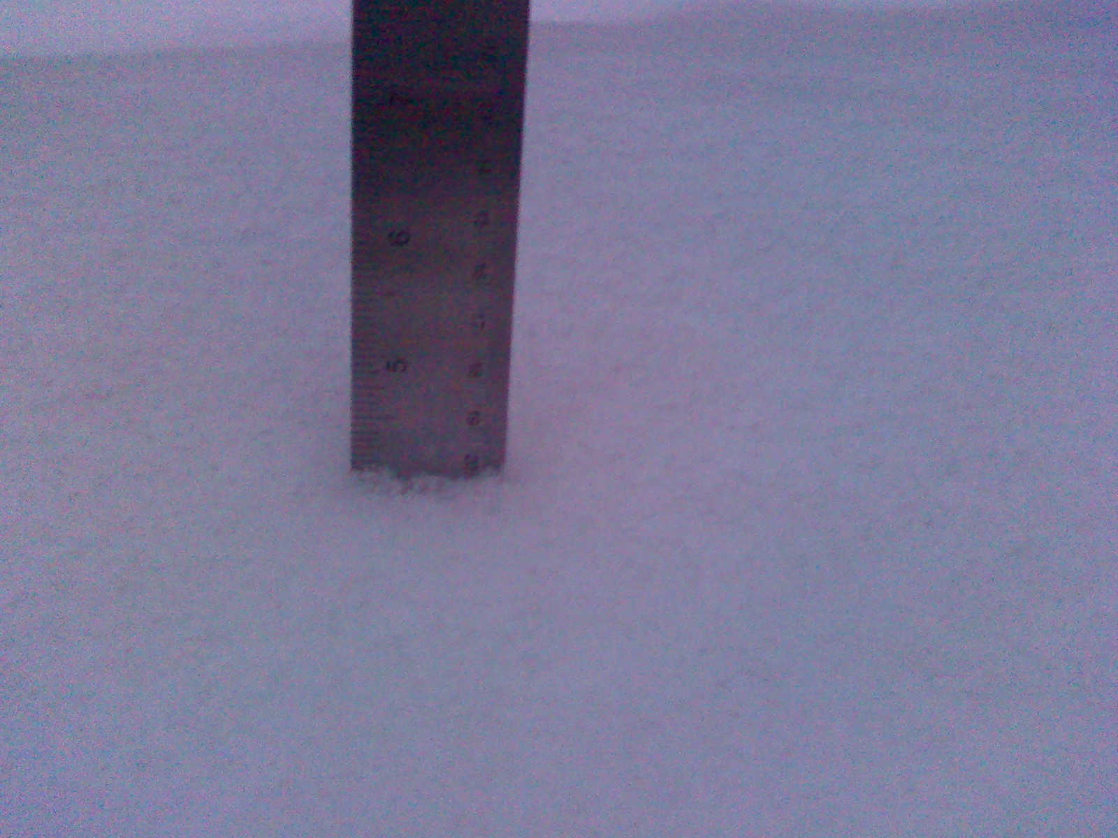 1-8-2010 measured snow in several places thru yard and on sidewalk. 4&quot; was generally the number except in some drifted spots.